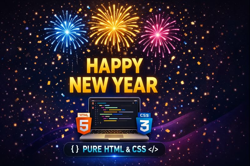Happy New Year Animation 🎉 | Pure HTML & CSS | No JavaScript