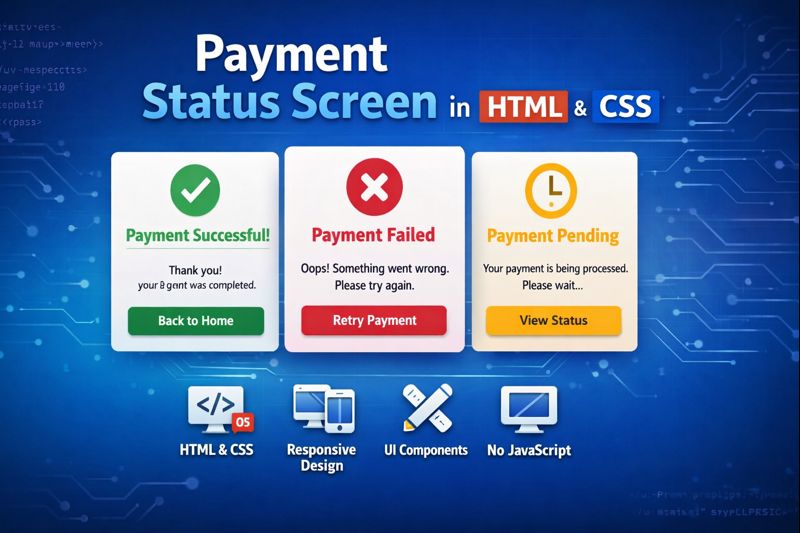 Payment Status Screen in HTML & CSS